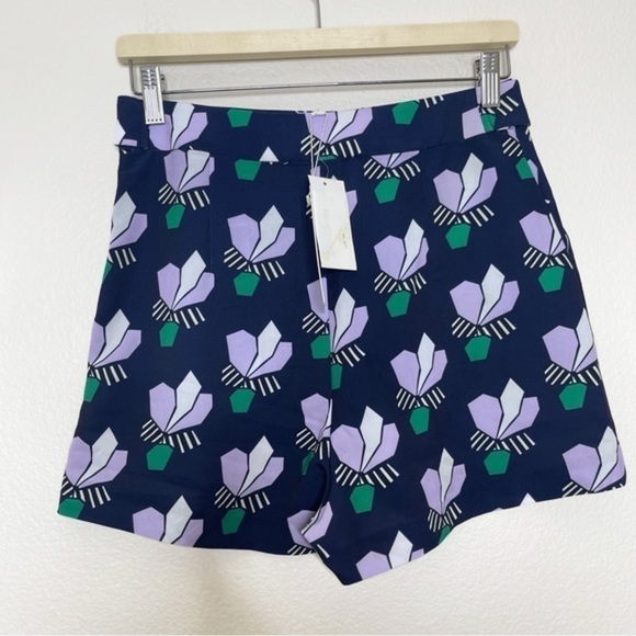 Anthropologie x Mare Mare Blue Lotus Print Floral Flat Chino Mini Shorts Size XS - Picture 14 of 14